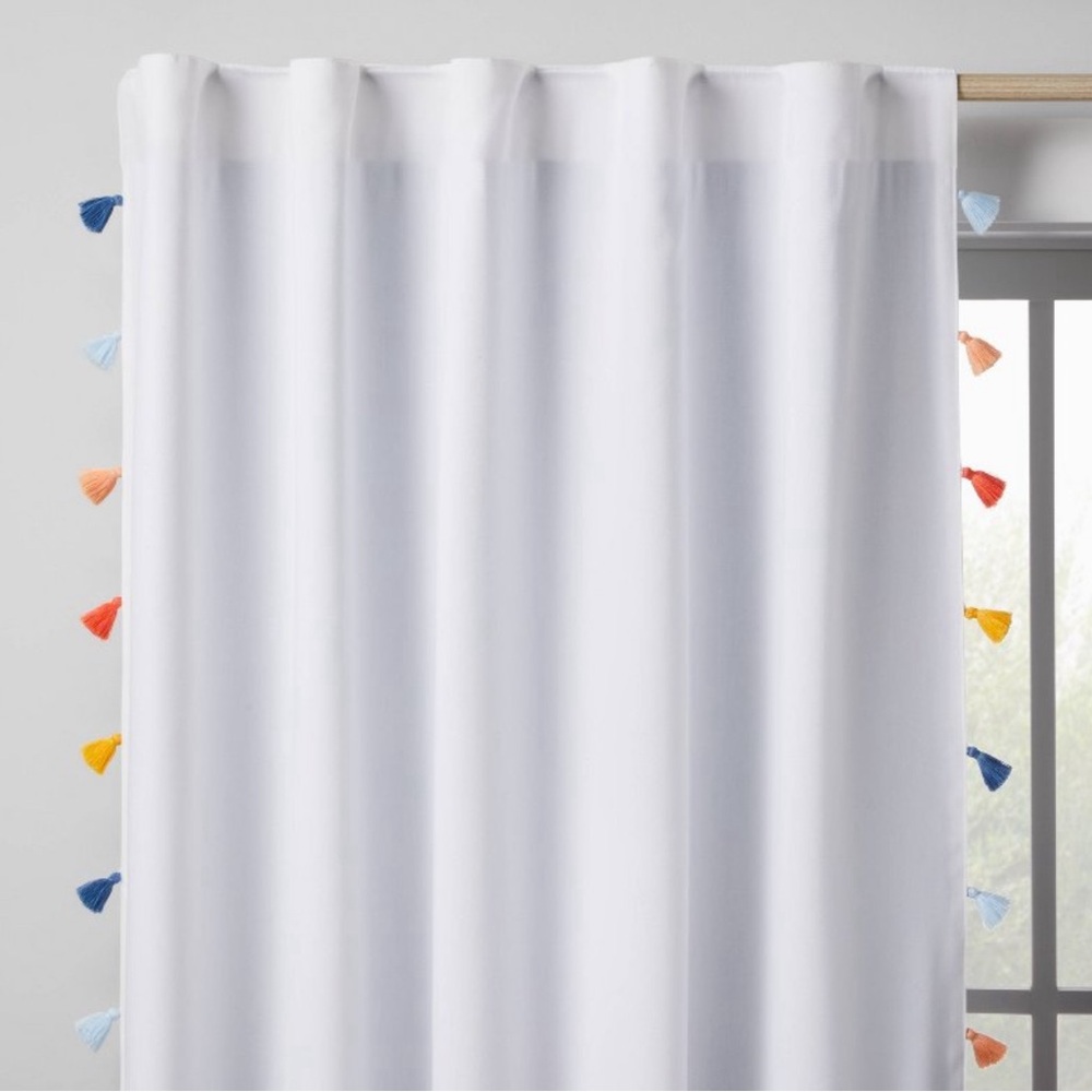 PILLOWFORT Blackout Curtains w/Colored Tassels | Set of 2 | Retails for $27 Each